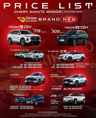 Pricelist Harga Chery tanjungdurenselatan 2025